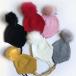  шляпа baby Kids распродажа зима мех pompon имеется защищающий от холода вязаная шапка с "ушками" . почтовая доставка бесплатная доставка khb-140