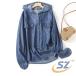  рубашка блуза Denim тонкий Parker с капюшоном . женский пальто Denim рубашка shemhen tops одноцветный свободно перо ткань надеты . длинный рукав новый продукт весна лето осень 