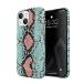 BURGA Phone Case Compatible with iPhone 13 - Mint Green Blue Pink Snake Skin Pattern Serpent Savage Wild Cute Case for Women Thin Design Durable Hard