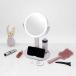 VENUSiS ヴィナシス スマホスタンド付き LEDミラー VML-4200-5X ホワイト【女優ミラー 3色調光 充電式 トレー付き メイクミラー 明るさ調整 卓上ミラー】