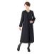 ( cell knee na) Cellnina mourning dress lady's . clothes large size front opening nursing race collar black formal One-piece all season FX8P066B-ML LLsa