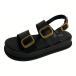  thickness bottom sandals metal buckle Rome retro Be sun summer beach sandals lady's sandals double strap Flat round tu