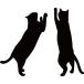  кошка Silhouette стикер [.... кошка (2 шт )][ все 4 цвет ][ лыжи ji есть ][ кошка ] [ разрезные наклейки ][ животное ][ животное ]