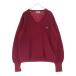 LACOSTE Lacoste 70s IZOD one отметка Logo вырез лодочкой вязаный свитер красный 