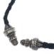 CHROME HEARTS Chrome Hearts LEATHER BRAID SCROLL колье кожа Blade колье черный / серебряный BCA377