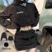  выставить [ задний Logo блузон × мини-юбка SET] весна осень-зима tops низ комплект item блузон casual Street спортивный .