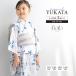  юката девочка юката комплект Kids ребенок пояс хекооби 3 позиций комплект floro белый бледно-голубой синий бежевый . вода скорость . цветочный принт модный симпатичный obi geta 110 120 130 140