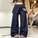  бесплатная доставка Layered способ Denim брюки женский свободно LAP юбка способ flair широкий Denim retro body type ka