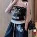  бесплатная доставка off плечо Logo t женский .. нет иллюстрации tube top смещение нет Street серия летняя одежда Корея способ 