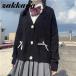  school кардиган женский кардиган лента sV шея школьная форма длинный рукав симпатичный большой вязаный свободно студент весна осень body type покрытие 