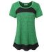 ̵MOQIVGI Yoga Tops for Women Short Sleeve Loose Fit Workout Shirts Color Block Athletic Clothes Green X-Large¹͢