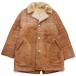 70s Abercrombie&amp;Fitch олень угол кнопка овчина настоящий мутоновое пальто светло-коричневый 44* Abercrombie & Fitch Vintage ranch coat большой размер 