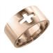 平らな指輪 メンズ クロス ジュエリー 幅広 指輪 ピンクゴールドk18 約10mm幅 特大サイズ安売り 着物　振袖　格安レンタル