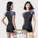  фитнес купальный костюм женский короткий рукав One-piece передний открытие застежка-молния передний Zip body type покрытие все в одном раздельный способ накладка имеется стрейч скорость .UV меры 