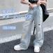  Kids Denim широкий брюки девочка стразы повреждение джинсы длинные брюки ребенок одежда Junior весна осень лето низ танцевальный костюм hip-hop выход путешествие 