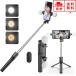 ���[ iPhone/Android �X�}�z �Ή� �O�r�X�^���h ���B��_ �Z���J�_ �u���b�N LED�_�u�����C�g�t�� Bluetooth ���C�����X�����R�� �L�k 360�x��]