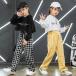  Kids танцевальный костюм hip-hop выставить HIPHOP в клетку длинный рукав s брюки ребенок одежда для мужчин и женщин stage костюм Jazz Dance тренировка надеты 