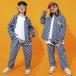  Kids танцевальный костюм hip-hop выставить в клетку длинный рукав проверка рубашка брюки s мужчина девочка ребенок одежда stage костюм тренировка надеты 