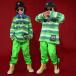  Kids танцевальный костюм hip-hop HIPHOP окантовка рисунок длинный рукав s флуоресценция брюки брюки джинсы ребенок мужчина девочка stage костюм тренировка надеты спортивная форма 