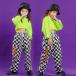 в клетку брюки Jazz Dance Kids танцевальный костюм hip-hop ребенок Dance брюки Dance sHIPHOP постановка одежда длинный рукав stage костюм тренировка надеты модный 