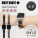 MARY QUANT �}���[�N�����g �A�b�v���E�H�b�`�o���h �x���g �ւ� ���f�B�[�X ���� ���U�[ �v APPLE WATCH BAND �u���b�N �u���E�� ��
