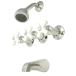 إå 3-handle Tub & Shower Faucet, Chrome Plated, Porcelain Handle, Compression Stems - By Plumb USA