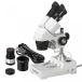 ץ AmScope SE303-PZ-E Digital Binocular Stereo Microscope, WF10x and WF20x Eyepieces, 10X20X30X60X Magnification, 1X and 3X Objectives,