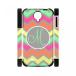 2 in 1 PC Monogrammed Multicolored Pastel Chevron With Initials Monogram Personalized Samsung Galaxy S4 I9500 Two-In-One Polymer CaseCover New
