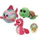  for infant toy Ty Beanie Babies Pink Majestic Seahorse -Boos Green Zippy Turtle - Ballz Rainbow Fish-set of 3 marine creatures - 6" Plush toys