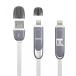 2 in 1 PC USB Cable, Retractable 2 in 1 Universal USB Cable Sync Data Charging Cable 3ft(1M) with 8 Pin Lighting  Micro USB Ports for iPhone, iPad,