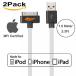 2 in 1 PC [Apple MFI Certified] 2Pack Yellowknife 3.3ft1m Noodle Flat 30Pin to USB Data Sync Charger Cable Charging Cord for Apple for iPhone 4s 4
