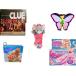 ĻѤ Girl's Gift Bundle - Ages 6-12 [5 Piece] - CLUE Detective Game (2005 Edition) - Disney Tinkerbell Ceramic Coin Bank - Elephant Blanket