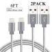 2 in 1 PC iPhone Cable,Extra Long 2Pack 6FT Nylon Braided Cord Lightning Cable to USB Charging Charger for iPhone 77 Plus6S6S Plus,SE5S5,iPad,iPod