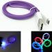 2 in 1 PC Purple Flat USB Cable with Glowing Light Charger Data Wire Micro-USB Sync Power Cord 3ft for Sprint Samsung Galaxy Nexus LTE - Sprint