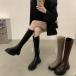  long boots lady's boots tube around easy large put on footwear . futoshi . long autumn winter lady's shoes PU leather Night boots Camel black Brown 