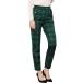 uxcell Allegra K длинные брюки tartan в клетку распорка талия резина Vintage женский зеленый XS