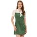 uxcell Allegra K One-piece gun Club проверка I линия One-piece женский короткий рукав зеленый S