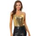 uxcell Allegra K металлик топ глянец ремешок V шея Dance party женский Gold XS