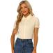 uxcell Allegra K рубашка круг воротник короткий рукав хлопок цветочный принт casual лето tops женский бежевый XS