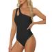 Allegra K боди майка Leotard рубашка one плечо ребра вязаный тонкий Fit женский черный XS