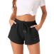 cheibear женский soft пижама низ стрейч draw -тактный кольцо с карманом сон одежда lounge шорты черный L