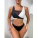  женский купальный костюм tops two цветный Contrast сетка LAP Cross бикини tops 