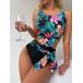  женский купальный костюм One-piece тропический Random принт cut наружный bow Thai One-piece купальный костюм, лето. пляж bake-shon для 