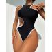  женский купальный костюм One-piece Contrast крепление cut наружный One-piece купальный костюм, лето. пляж bake-shon предназначенный 