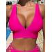  женский купальный костюм tops простой V шея гонки выше бикини tops 