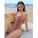  женский купальный костюм One-piece женский купальный костюм, многоцветный wave рисунок Zip выше дизайн безрукавка раунд шея One-piece купальный костюм 