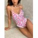  женский купальный костюм One-piece 1 надеты женский цветочный принт One-piece купальный костюм, пляж bake-shon
