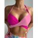 женский купальный костюм tops Contrast цвет Chris Cross LAP fashonabru. розовый бикини верх, кнопка выше schi-