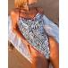  женский купальный костюм One-piece 1 листов женский Zebra рисунок красный отделка Cross задний - ikatto One-piece купальный костюм 