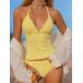  женский купальный костюм бикини комплект женский топ &amp; бикини купальный костюм, симпатичный желтый стиль, особый ткань 2 деталь купальный костюм, пляж Hori te